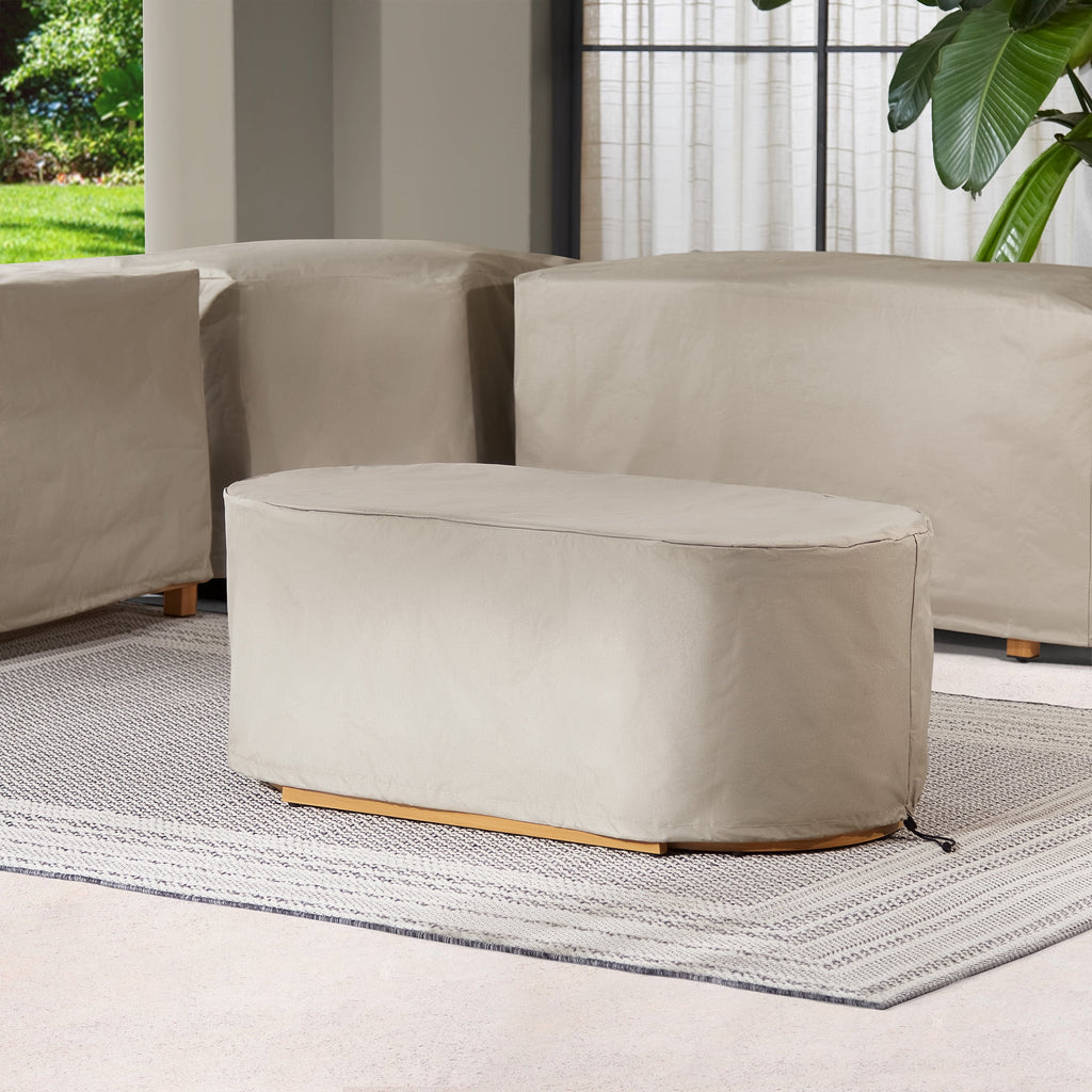 Velmora™ Juliet Outdoor Coffee Table with 2 Ottomans and Patio Cover, Beige