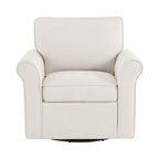 Velmora™ Swivel Accent Chair with Rolled Arms, Cream Fabric Upholstery