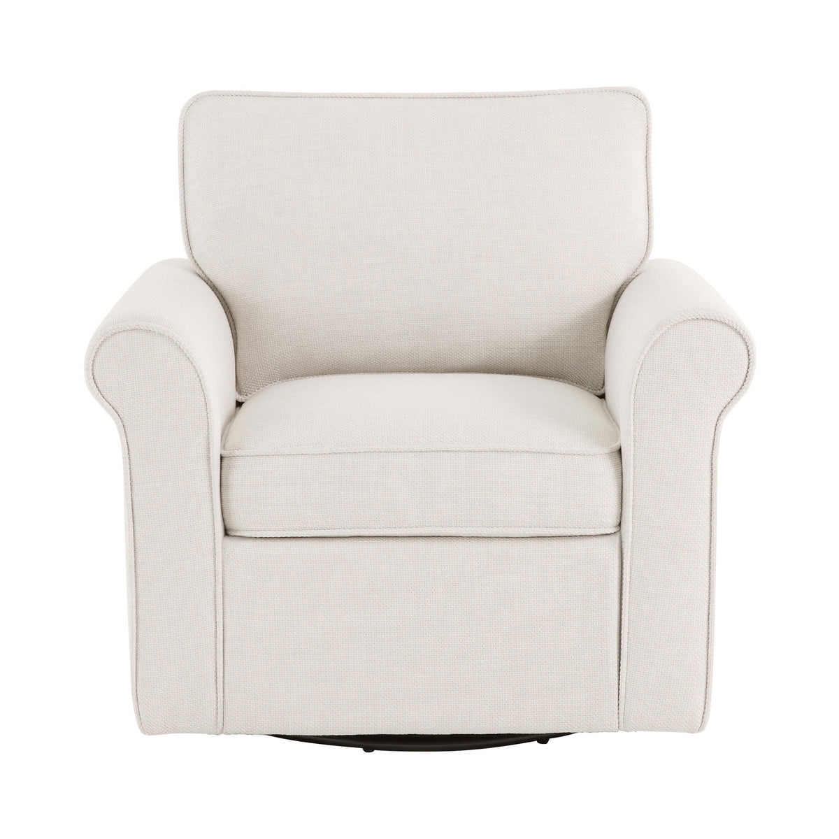Velmora™ Swivel Accent Chair with Rolled Arms, Cream Fabric Upholstery