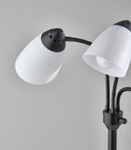 Velmora™ 3-Head Adjustable Floor Lamp, Black with White Plastic Shades, 68 in
