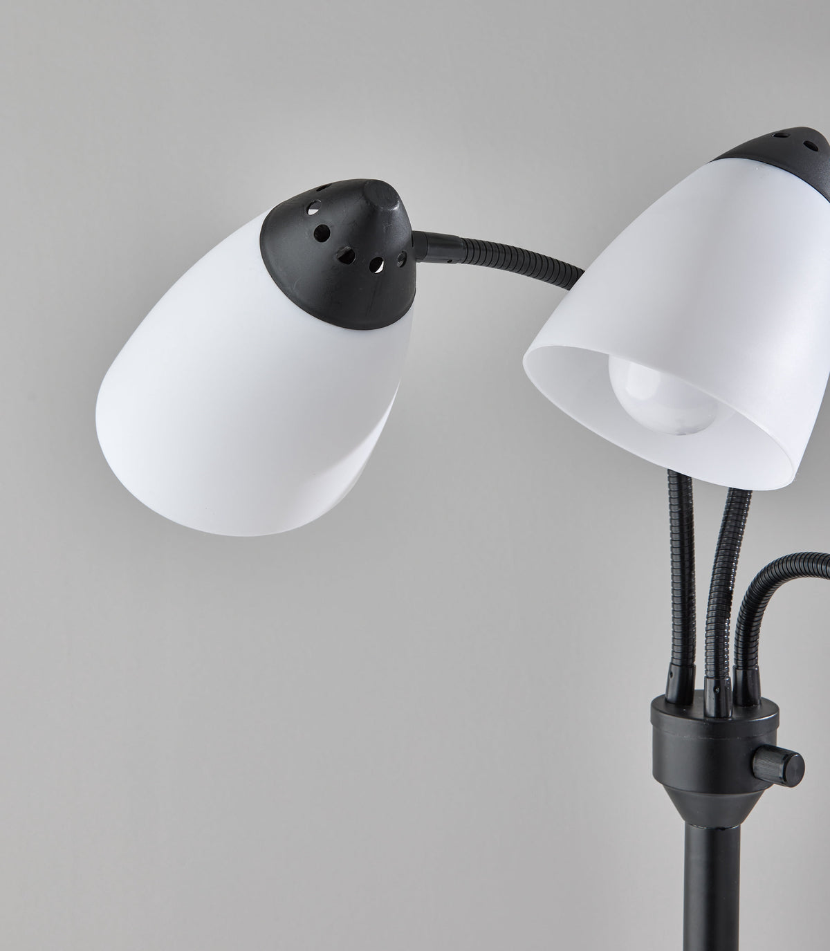 Velmora™ 3-Head Adjustable Floor Lamp, Black with White Plastic Shades, 68 in