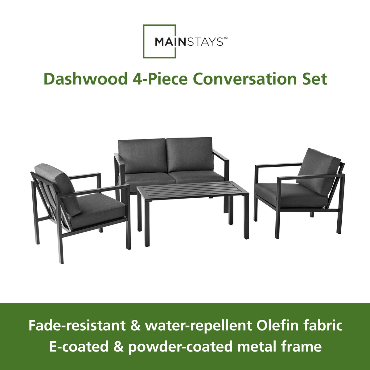 Velmora™ Dashwood Outdoor Patio Conversation Set, 4-Piece, Seats 4, Gray