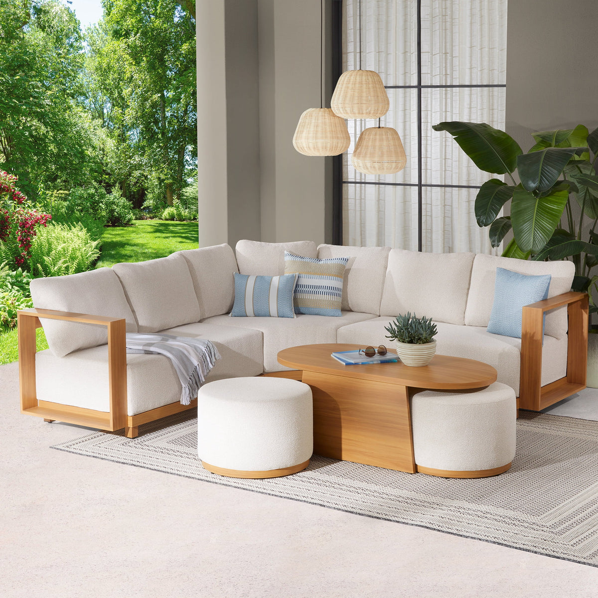 Velmora™ Juliet Beige Outdoor Loveseat Set with Patio Covers