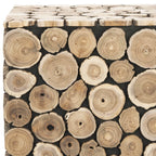 Velmora™ Jefferson Nautical Rustic Teak Oak Square Stool/Table, Medium Oak/Black