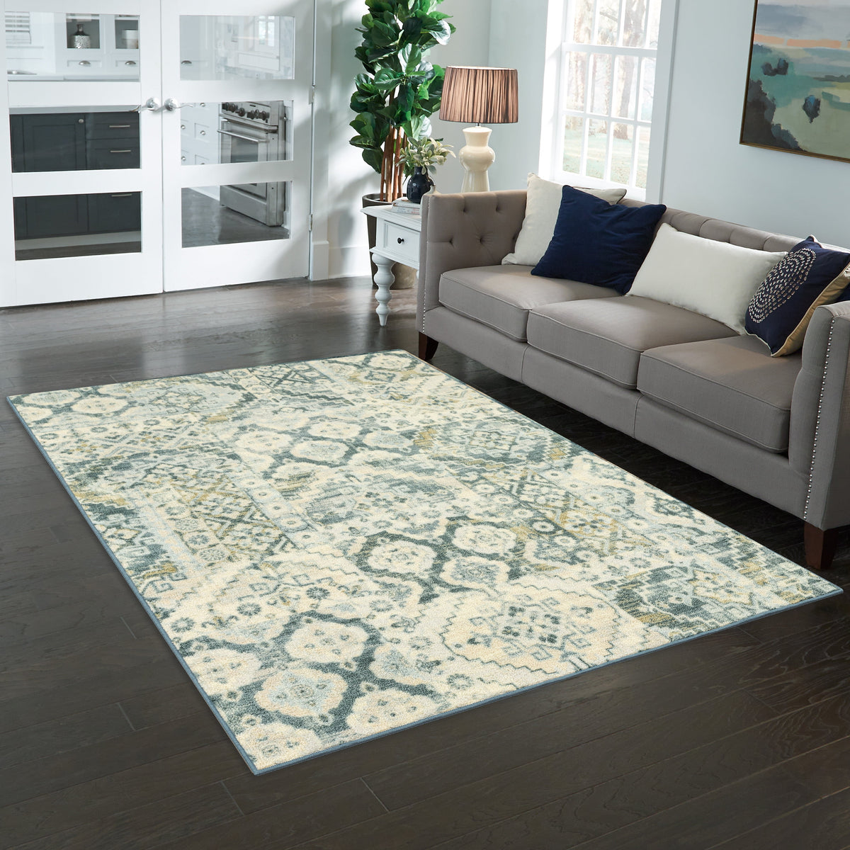 Velmora™ Patchwork Loop Print Blue Green Indoor Area Rug, 5' x 7'