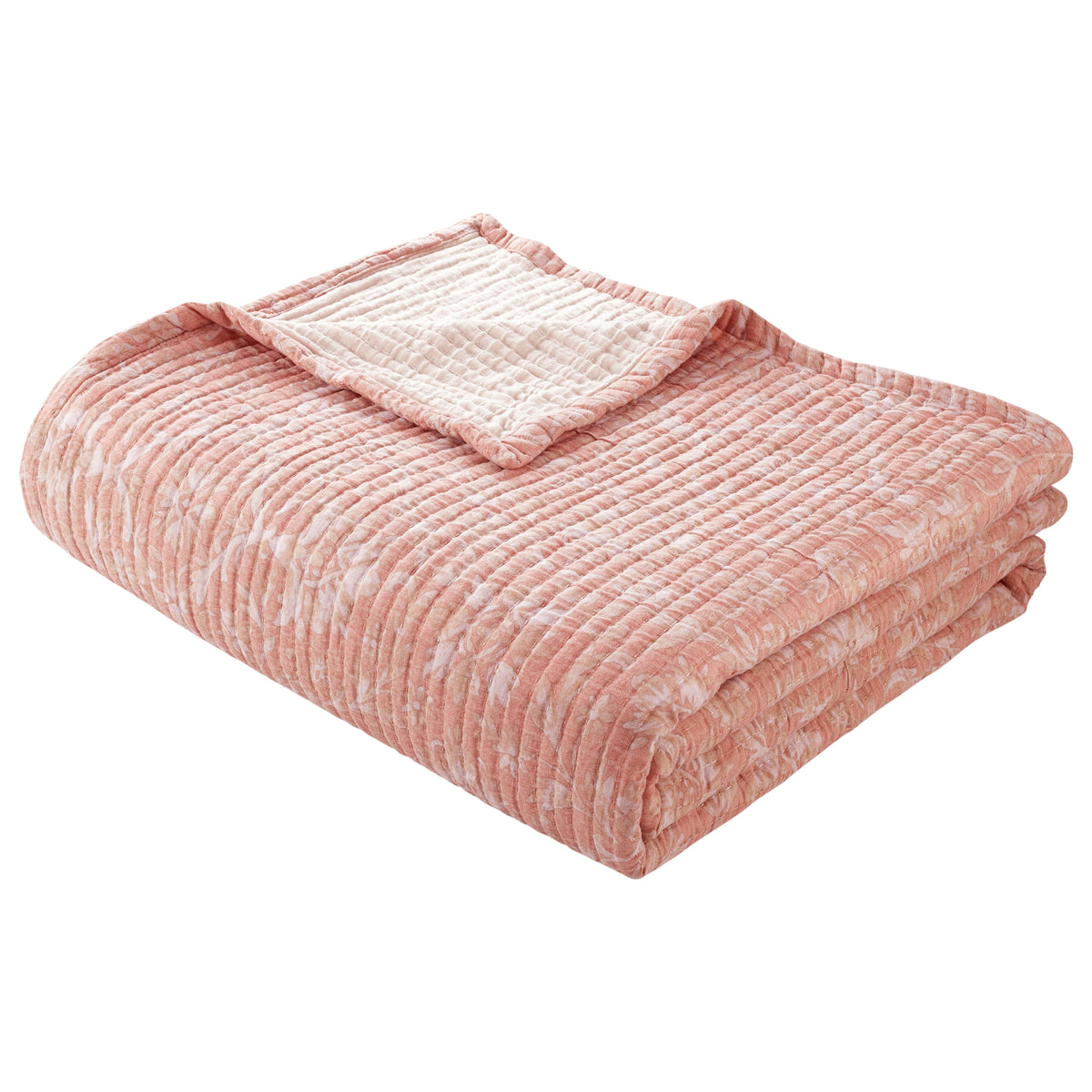 Velmora™ Garment-Washed Matelasse Quilt, King, Reversible, Terracotta Floral