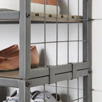 Velmora™ (3 pack) Decorative Gunmetal Grey Wood and Metal Shoe Rack