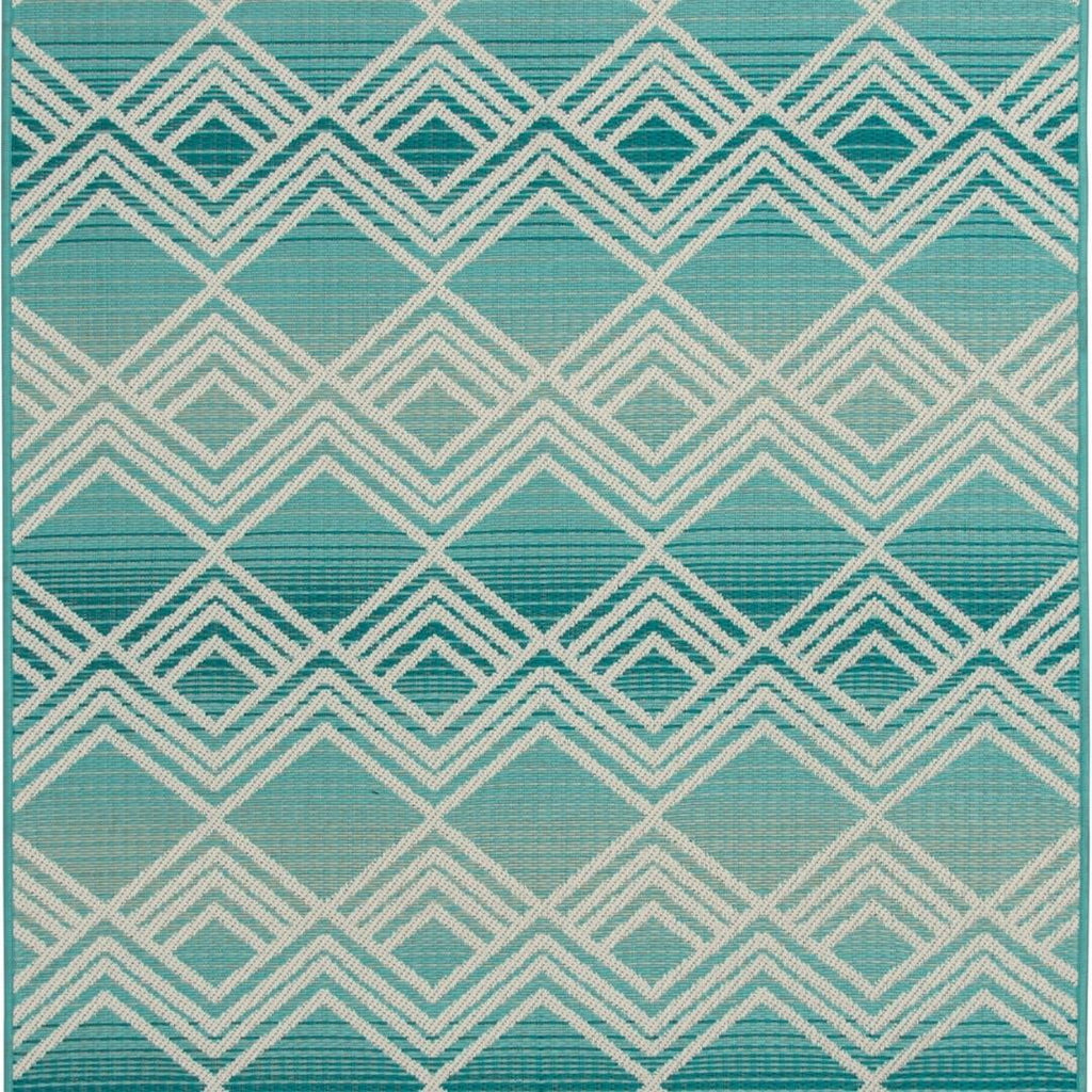 Velmora™ Aqua Geometric Outdoor Rug, 6 ft 6 in x 9 ft 6 in