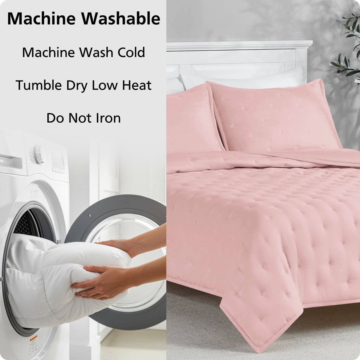 Velmora™ Full/Queen Comforter Set, All-Season, 3-Piece, Pink