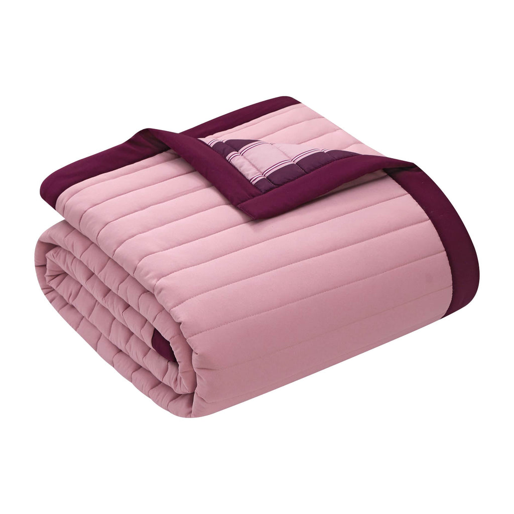 Velmora™ Pink Striped Reversible Quilt, Full/Queen, 86" x 90"