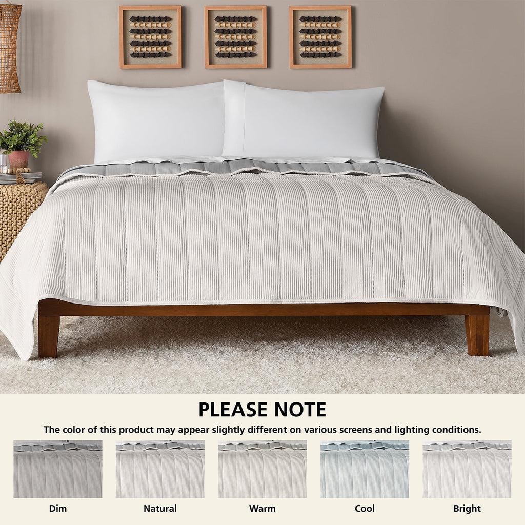 Velmora™ Corduroy Quilt, Full/Queen, White, Reversible Bedding
