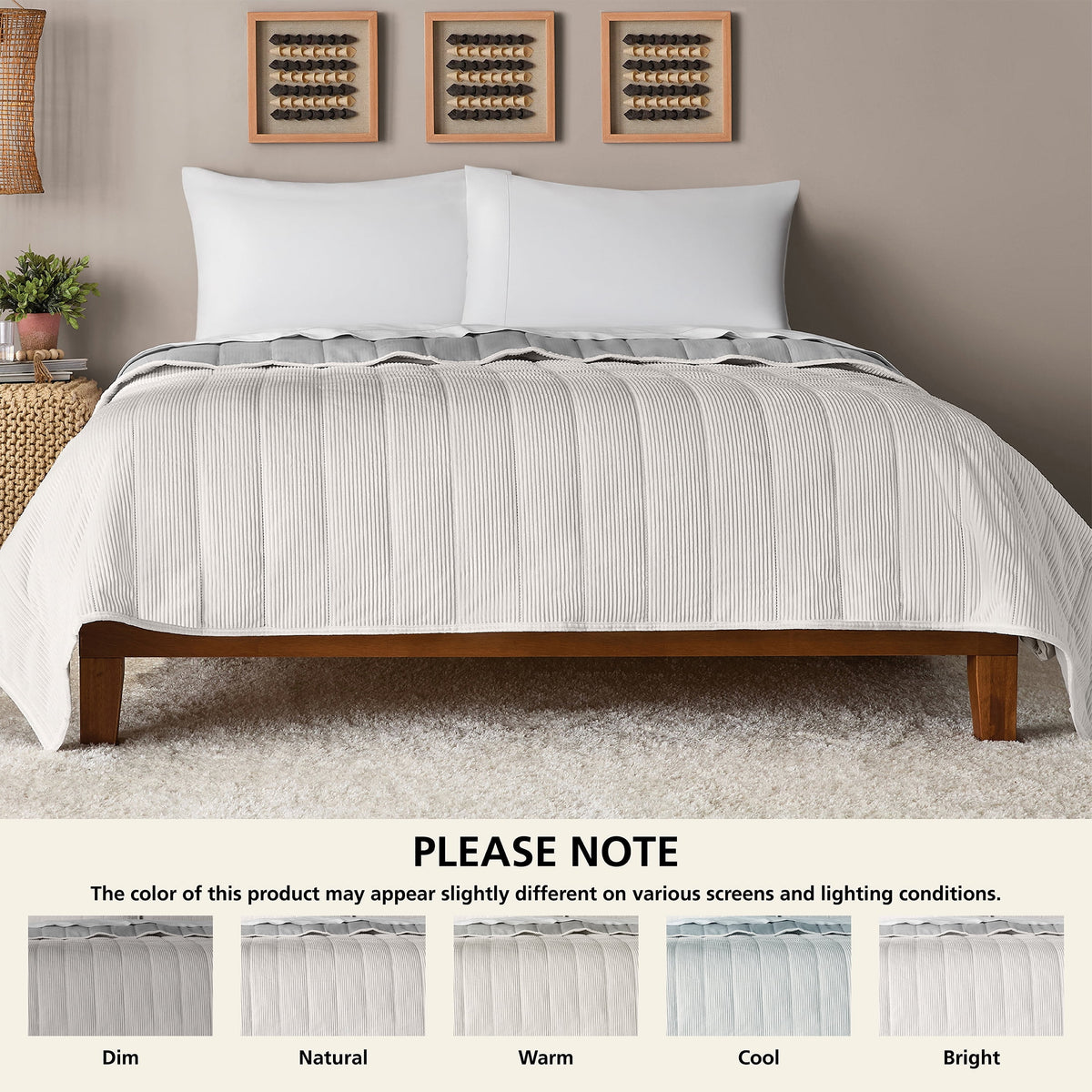 Velmora™ Corduroy Quilt, Full/Queen, White, Reversible Bedding