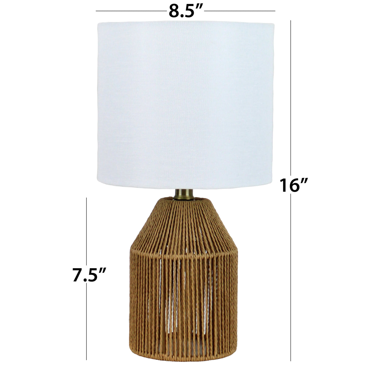 Velmora™ Natural Rope Table Lamp with White Shade, 16 in H