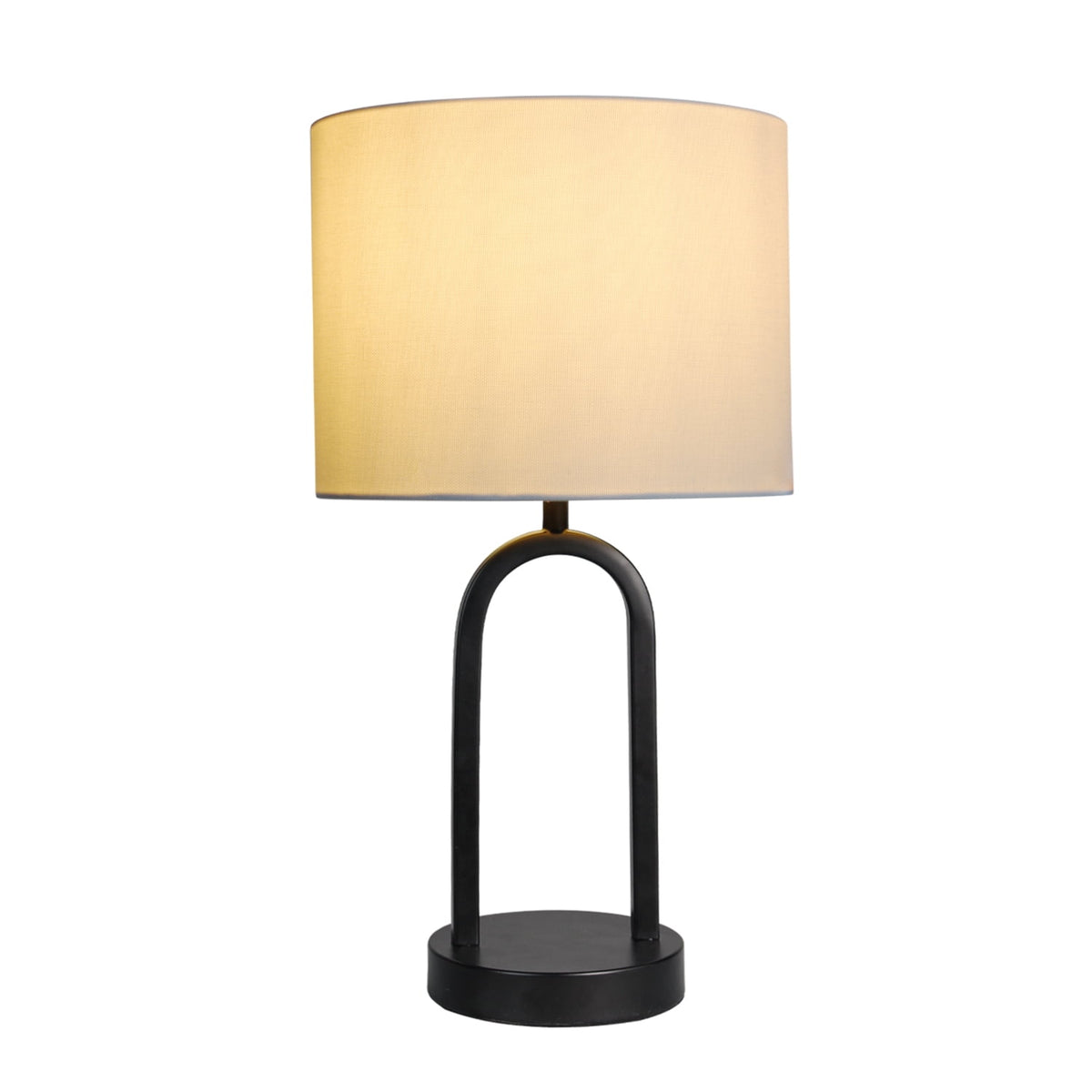 Velmora™ (3 pack) 16.75 in Black Metal Arch Table Lamp with White Fabric Shade