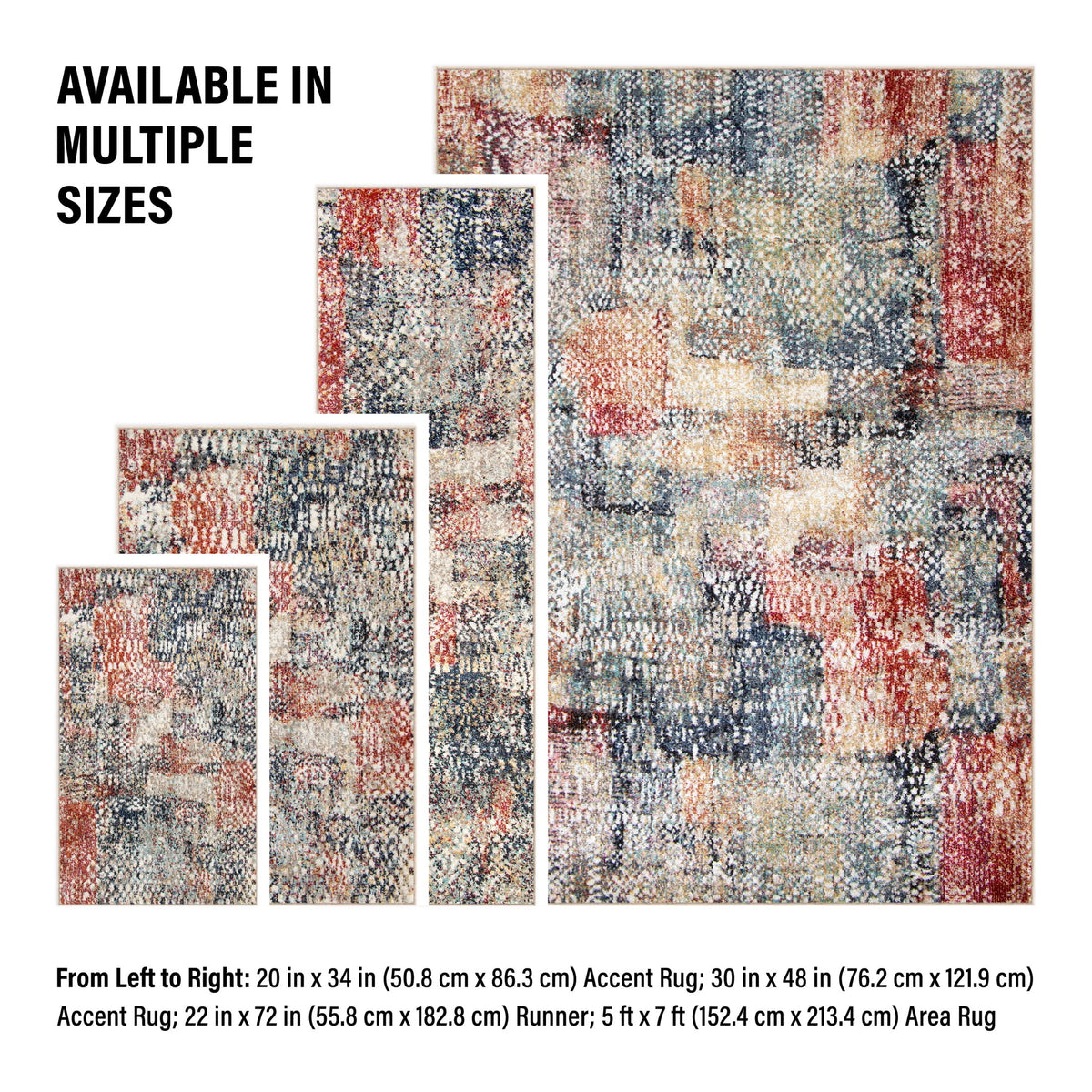 Velmora™ Modern Morgana Multi-Color 5 ft x 7 ft Olefin Area Rug with Frieze Accents