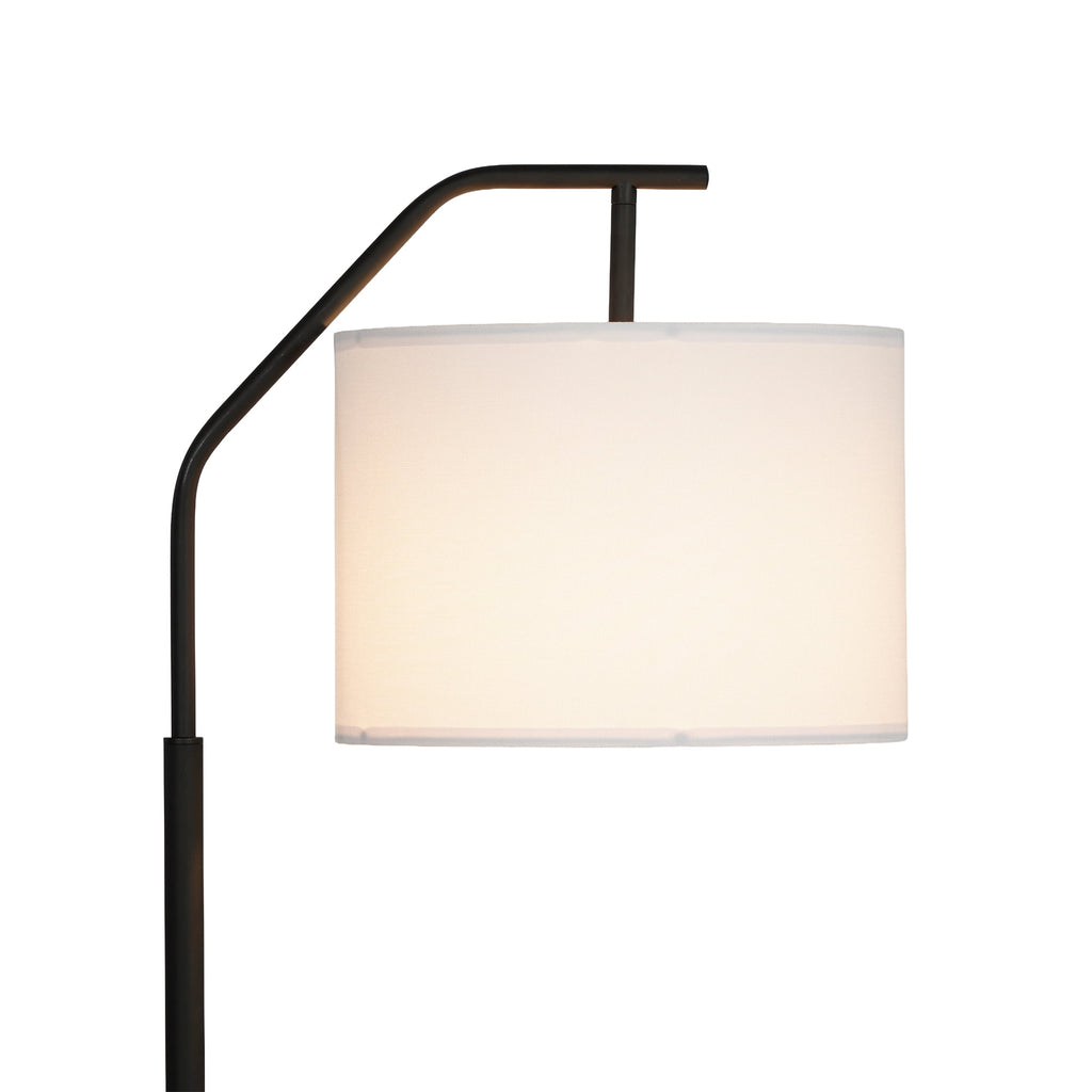 Velmora™ 62 in Black Metal Angled Downbridge Floor Lamp with White Linen Shade