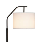 Velmora™ 62 in Black Metal Angled Downbridge Floor Lamp with White Linen Shade