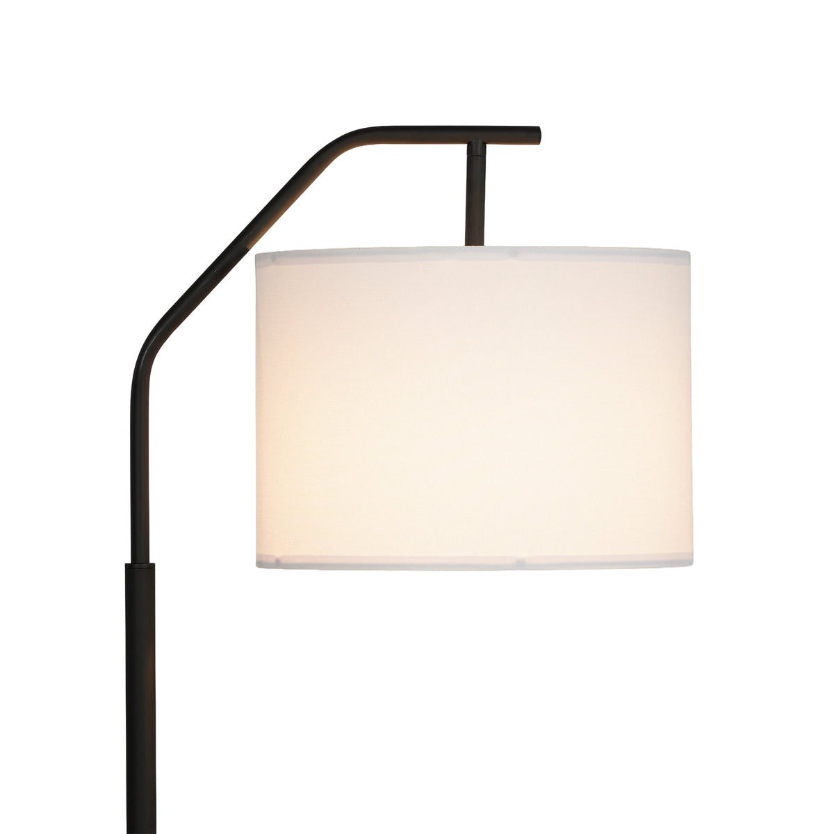 Velmora™ 62 in Black Metal Angled Downbridge Floor Lamp with White Linen Shade