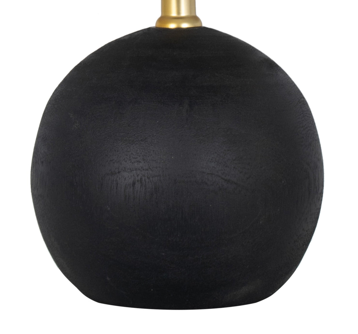Velmora™ (3 pack) 12.5” Mini Black Wood Ball Table Lamp with White Fabric Shade