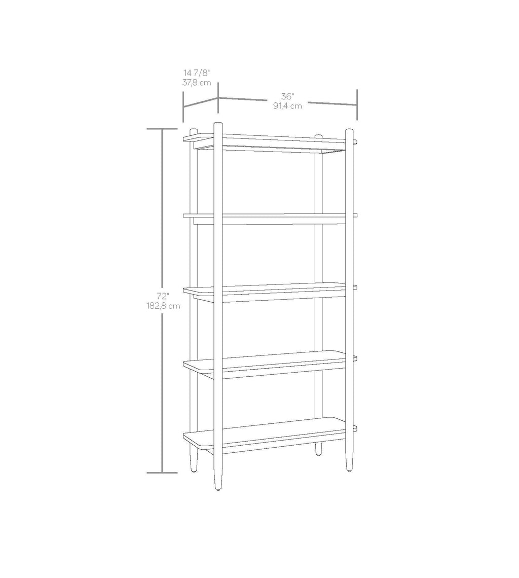 Velmora™ Springwood 5 Shelf Bookcase with Solid Wood Frame, Light Honey Finish