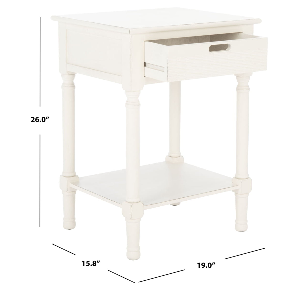 Velmora™ Landers Solid Glam 1 Drawer Accent Table, Distressed White