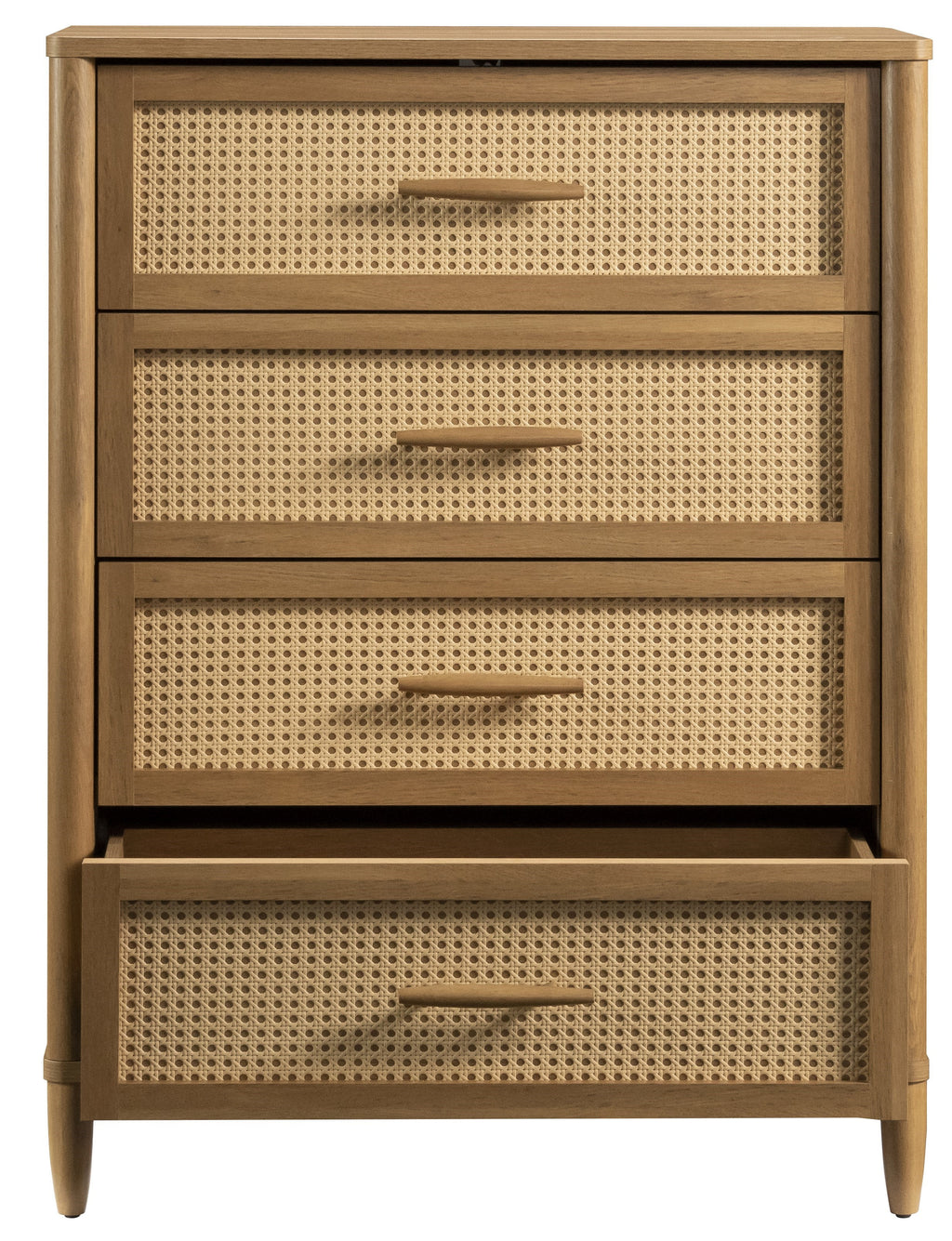Velmora™ Springwood 4-Drawer Dresser with Caning Look, Light Honey
