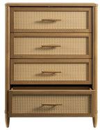 Velmora™ Springwood 4-Drawer Dresser with Caning Look, Light Honey