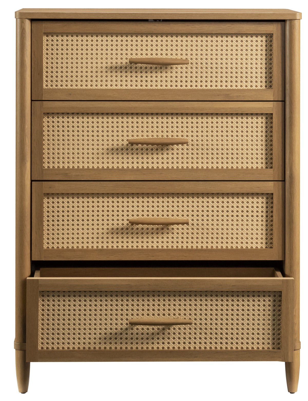Velmora™ Springwood 4-Drawer Dresser with Caning Look, Light Honey