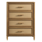 Velmora™ Springwood 4-Drawer Dresser with Caning Look, Light Honey