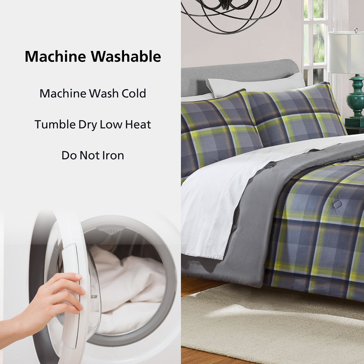 Velmora™ Western Plaid 3-Piece Green Comforter Set, Full/Queen