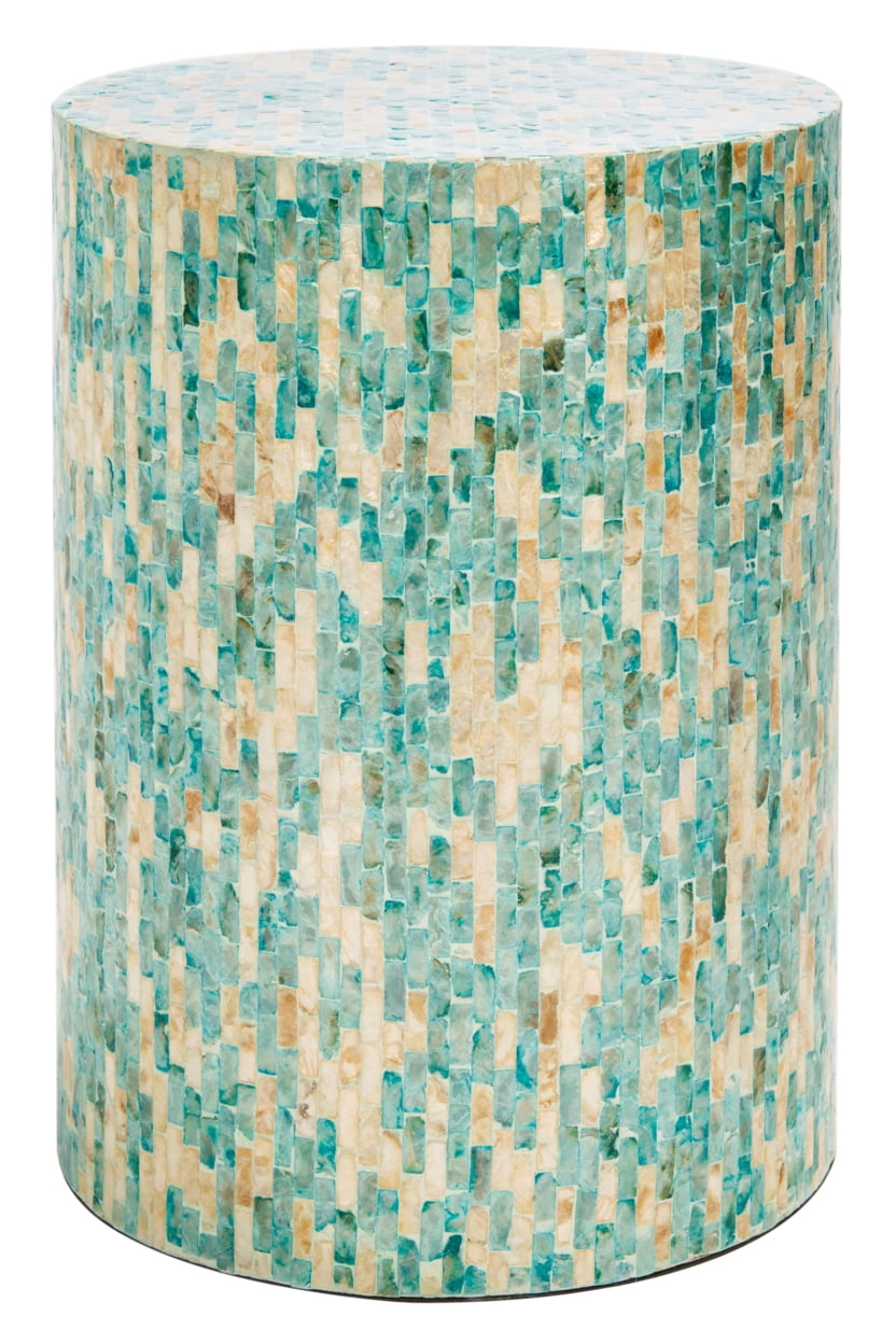 Velmora™ Presley Abstract Round Accent Table, Blue/Gold