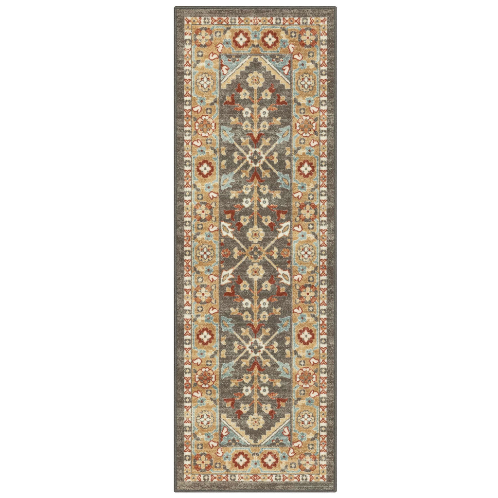 Velmora™ (2 pack) Persian Border Medallion Loop Print Rust Brown Indoor Runner Rug, 1'8"x5'