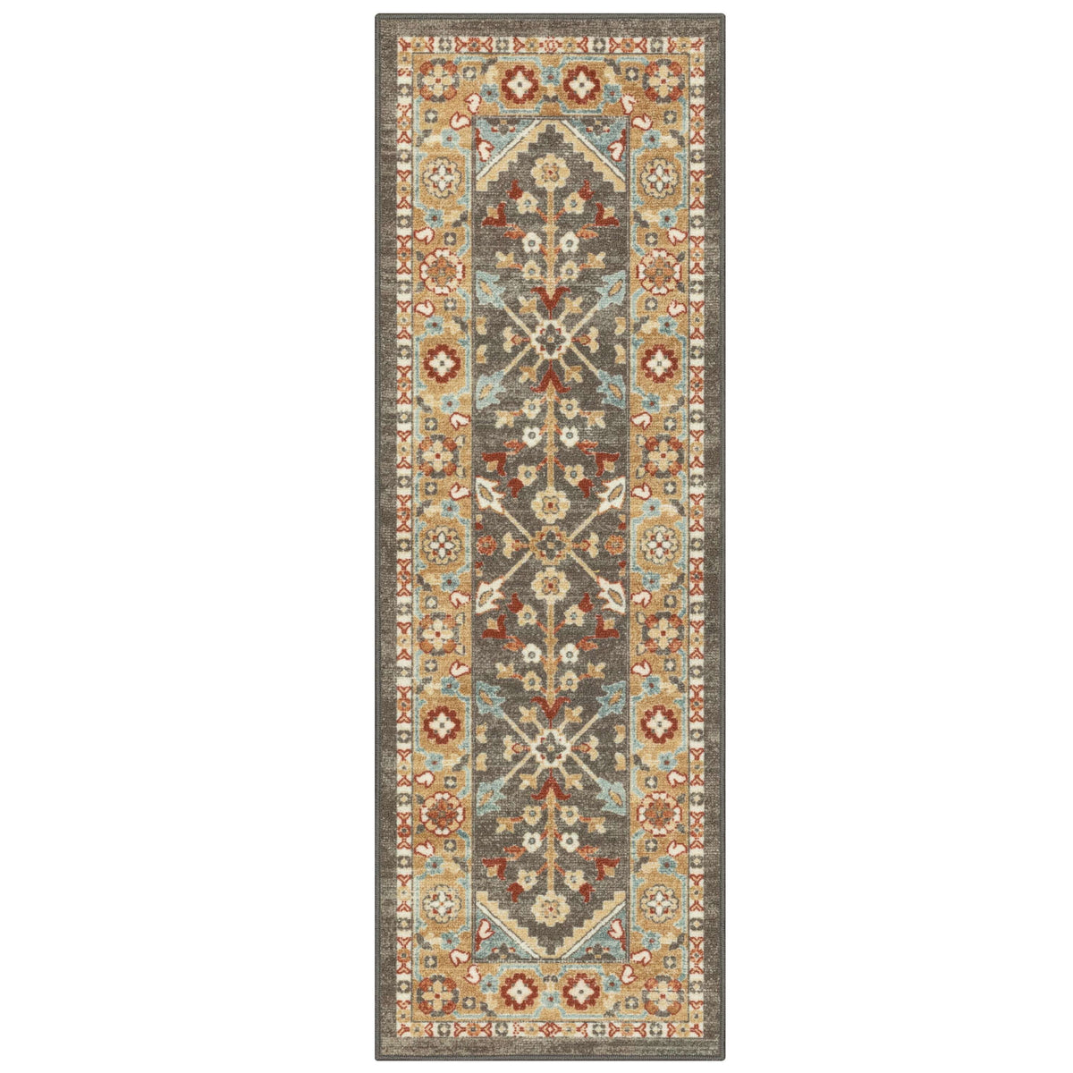 Velmora™ (2 pack) Persian Border Medallion Loop Print Rust Brown Indoor Runner Rug, 1'8"x5'