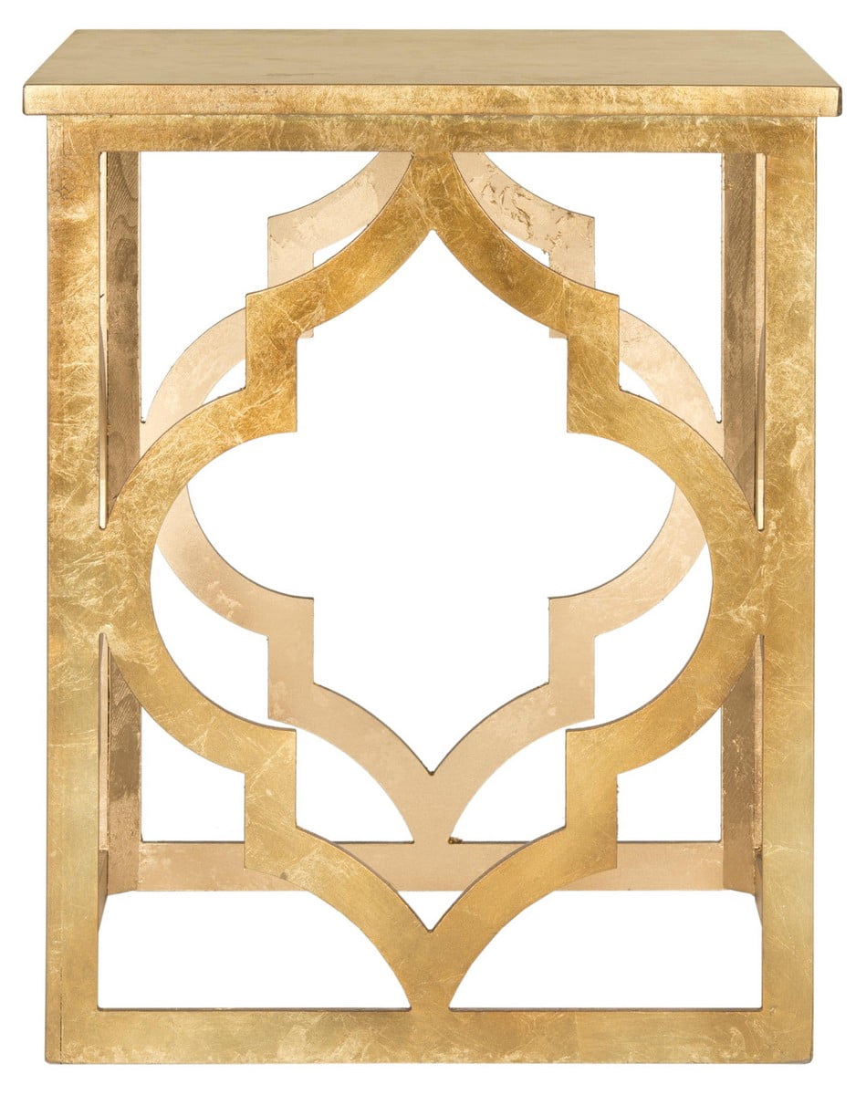 Velmora™ Milo Trellis Glam Gold Leaf Wood End Table, Gold