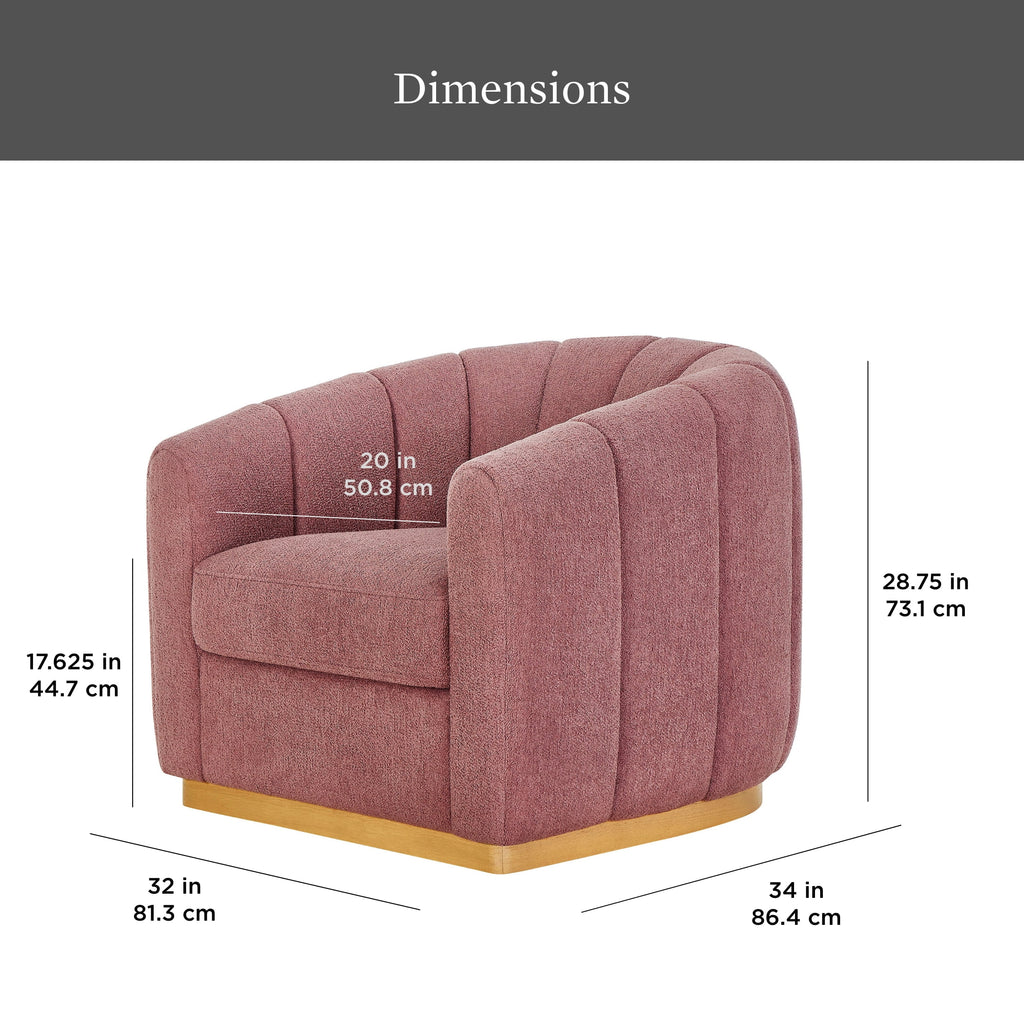 Velmora™ Lillian Accent Swivel Chair, Rose Boucle