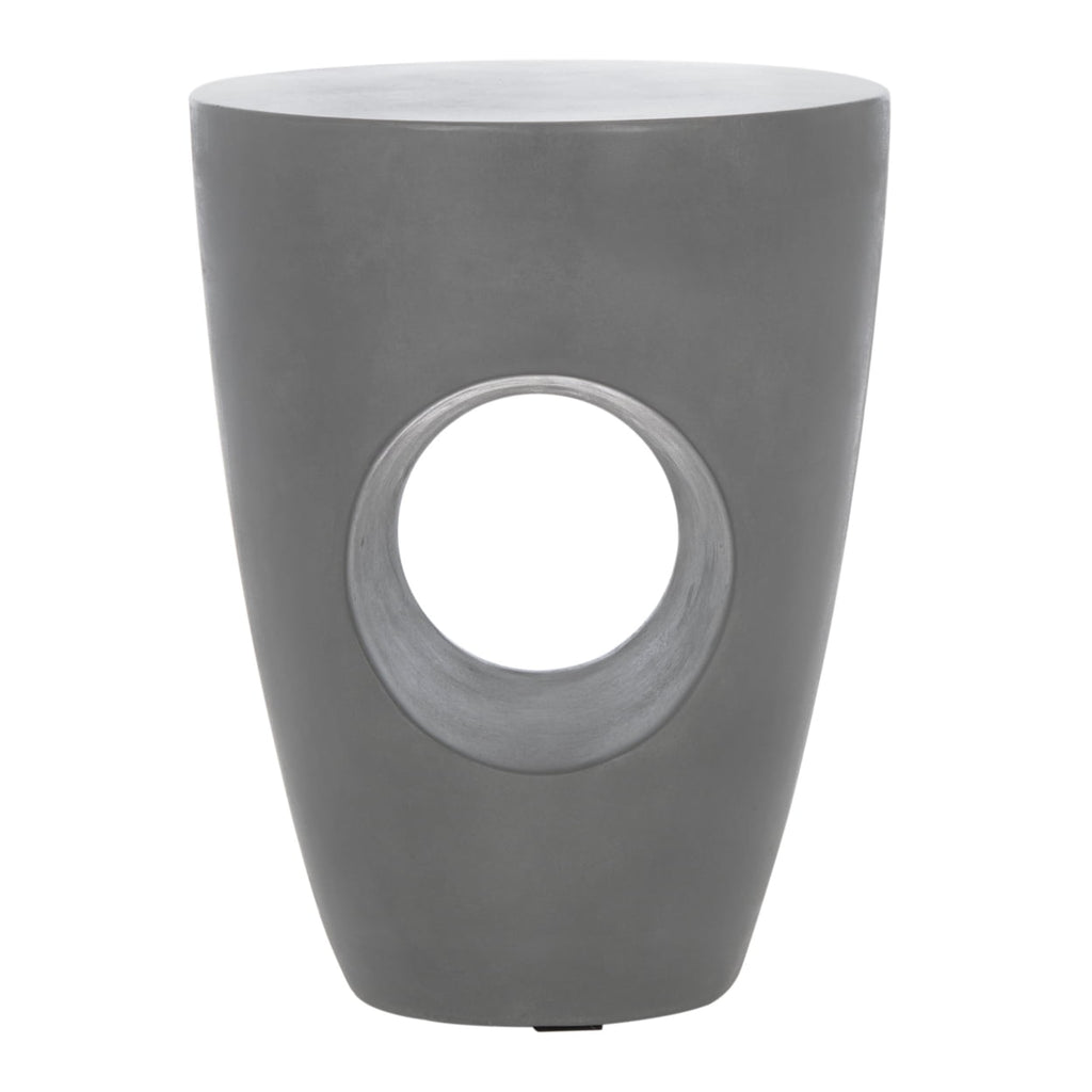 Velmora™ Aishi Outdoor Modern Concrete Round Accent Table -Dark Grey