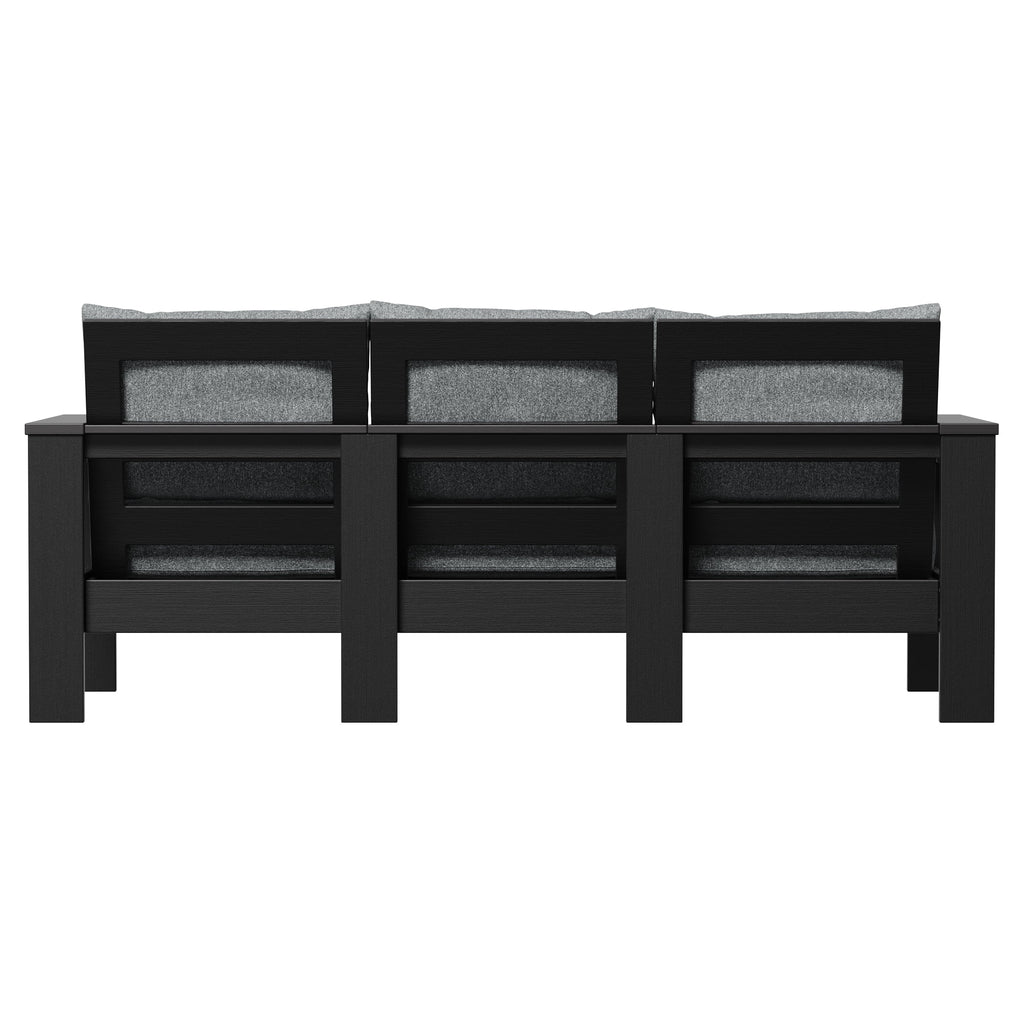 Velmora™ Ezra Outdoor Sofa, Black Frame with Gray Cushions