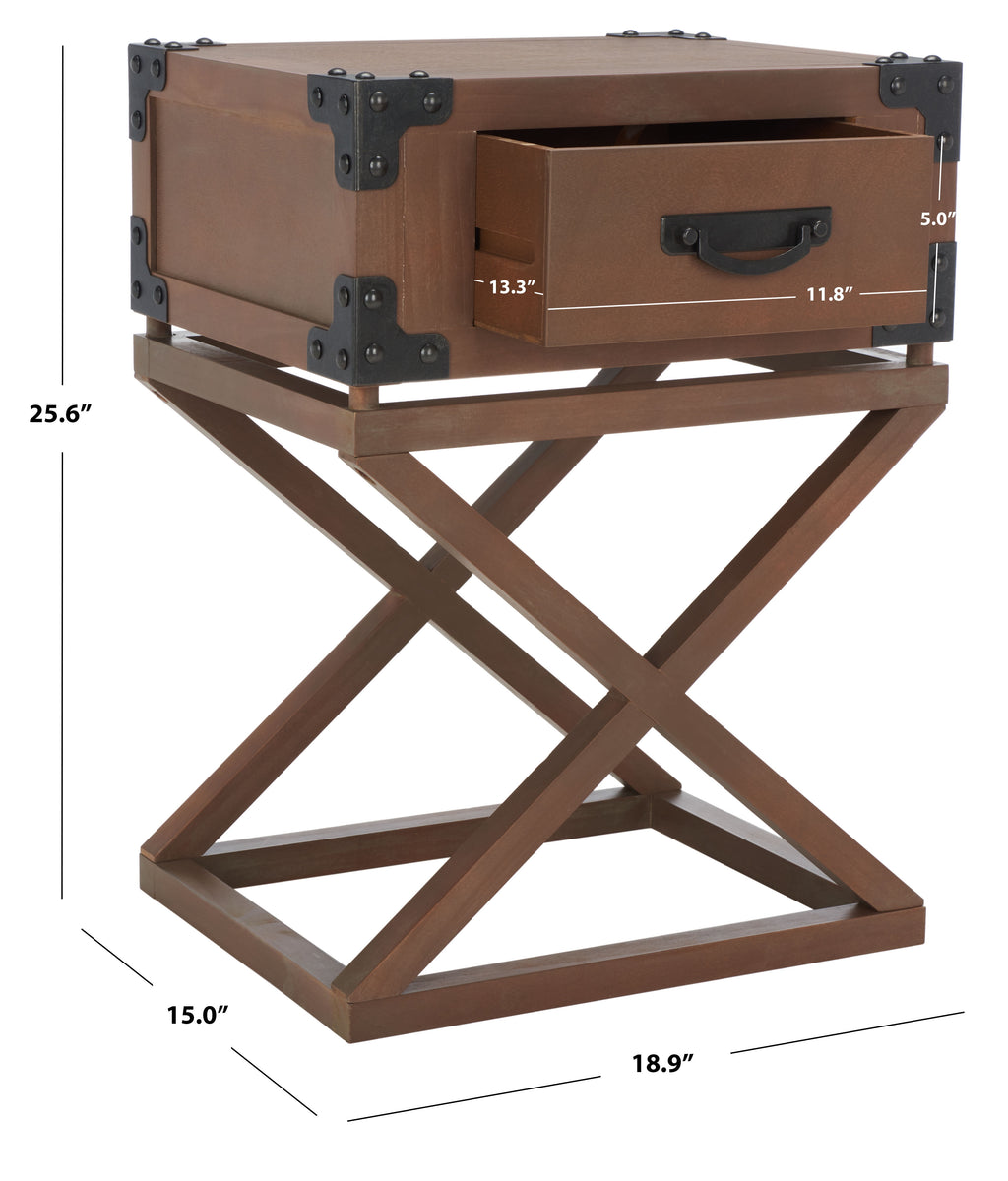 Velmora™ Dunstan Rustic Accent Table With Storage Drawer, Washed Natural Pine