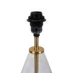 Velmora™ 18 in Clear Glass Table Lamp with Brass Metal Base and Beige Shade