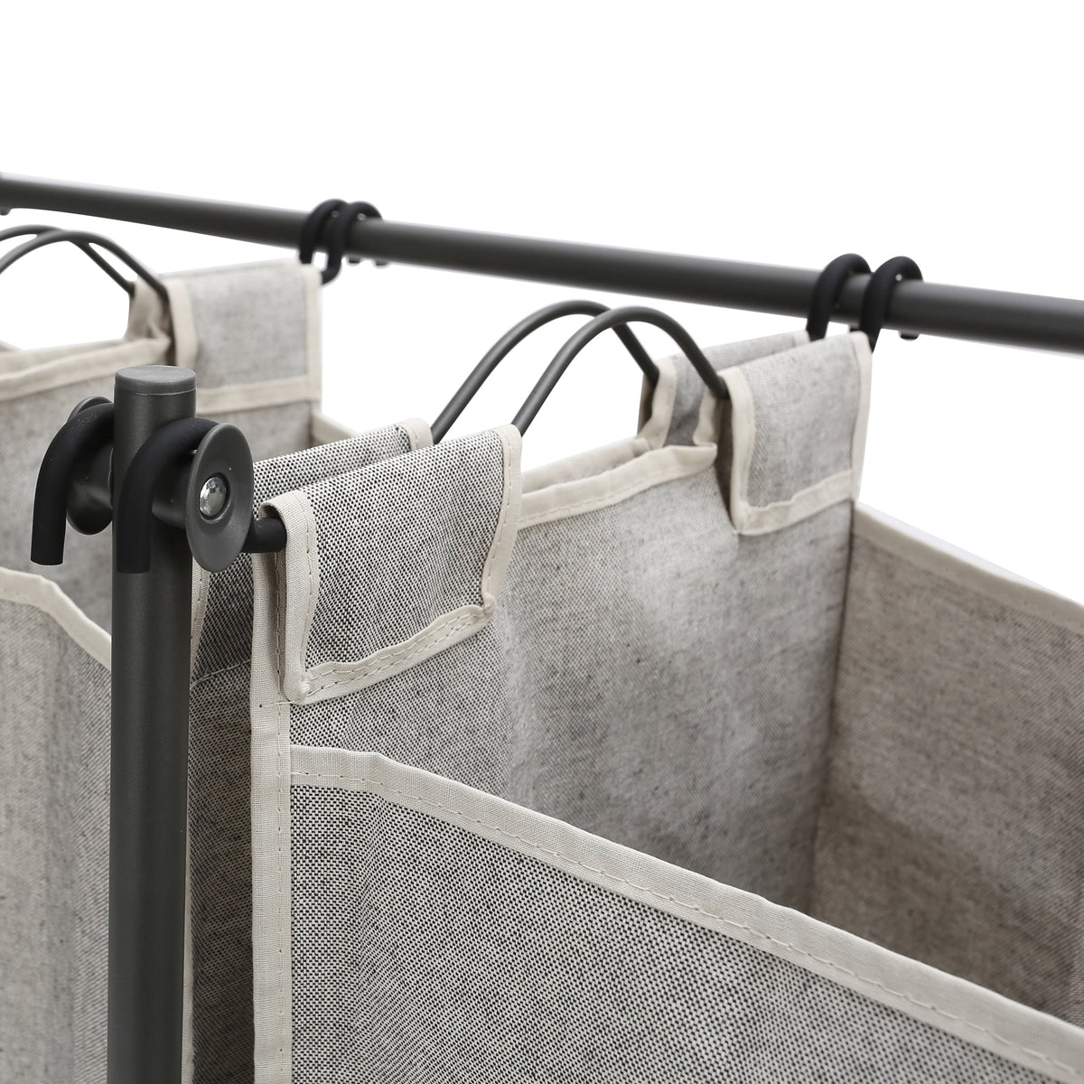 Velmora™ Laundry Sorter and Hamper, Metal Rolling Cart with 3 Removable Fabric Bins, Grey