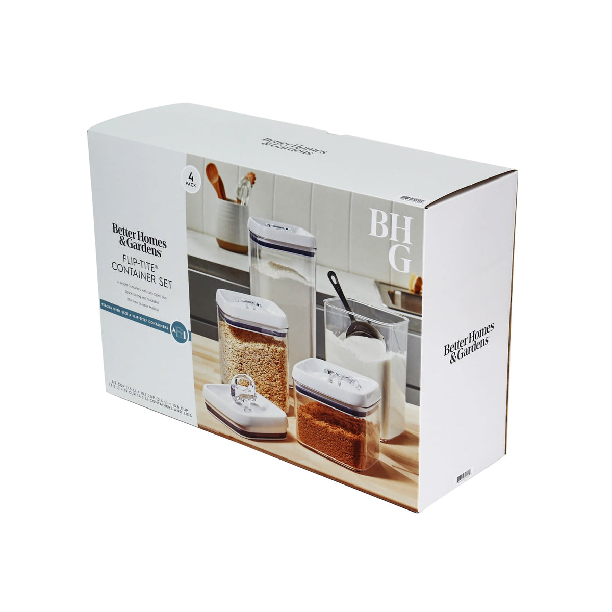 Velmora™ Flip-Tite 4-Pack Square Food Storage Container Set