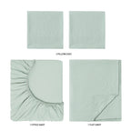 Velmora™ Washed Ultra Soft Microfiber Bed Sheet Set, King, Soft Sea, 4 Piece