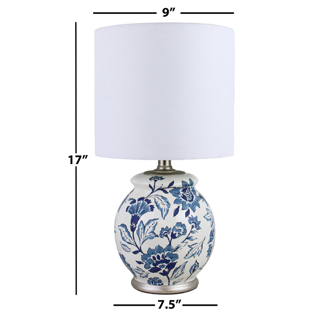 Velmora™ Floral Ceramic Lamp with Shade, 17"