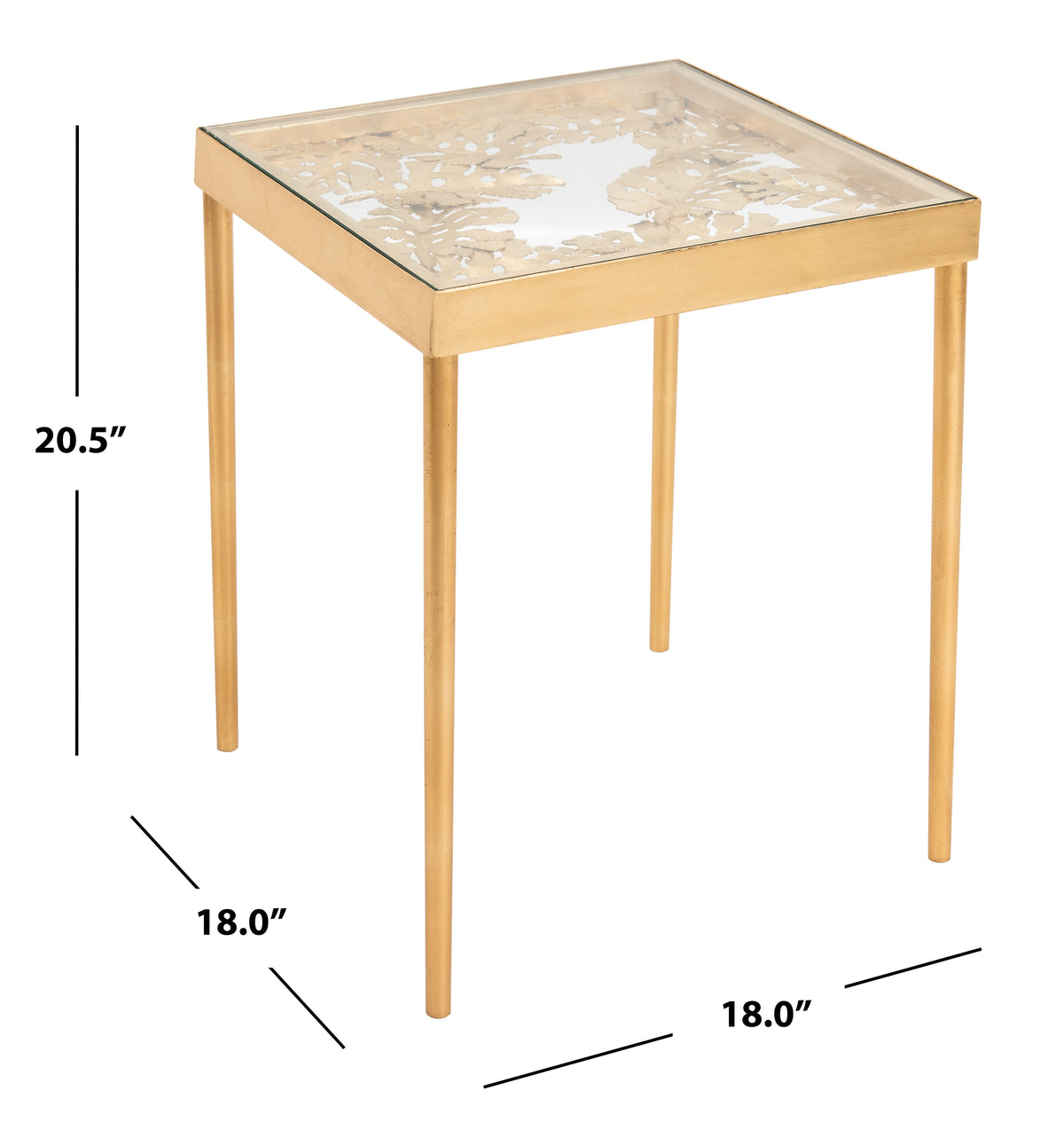 Velmora™ Leilani Modern Palm Leaf Glass Side Table, Gold Leaf