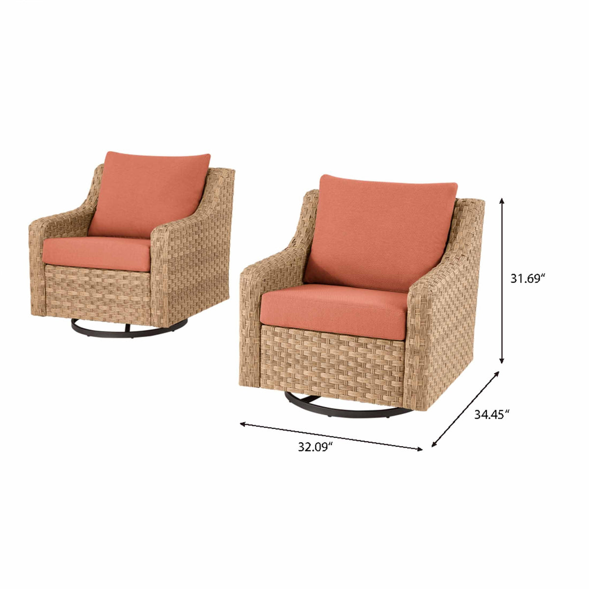 Velmora™ River Oaks Outdoor Swivel Gliders with Patio Covers, Set of 2, Red
