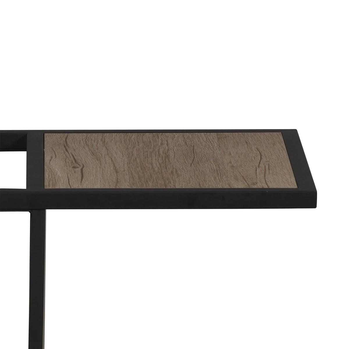 Velmora™ 54" Matte Black Metal Floor Lamp with Faux Wood Table and Magazine Rack