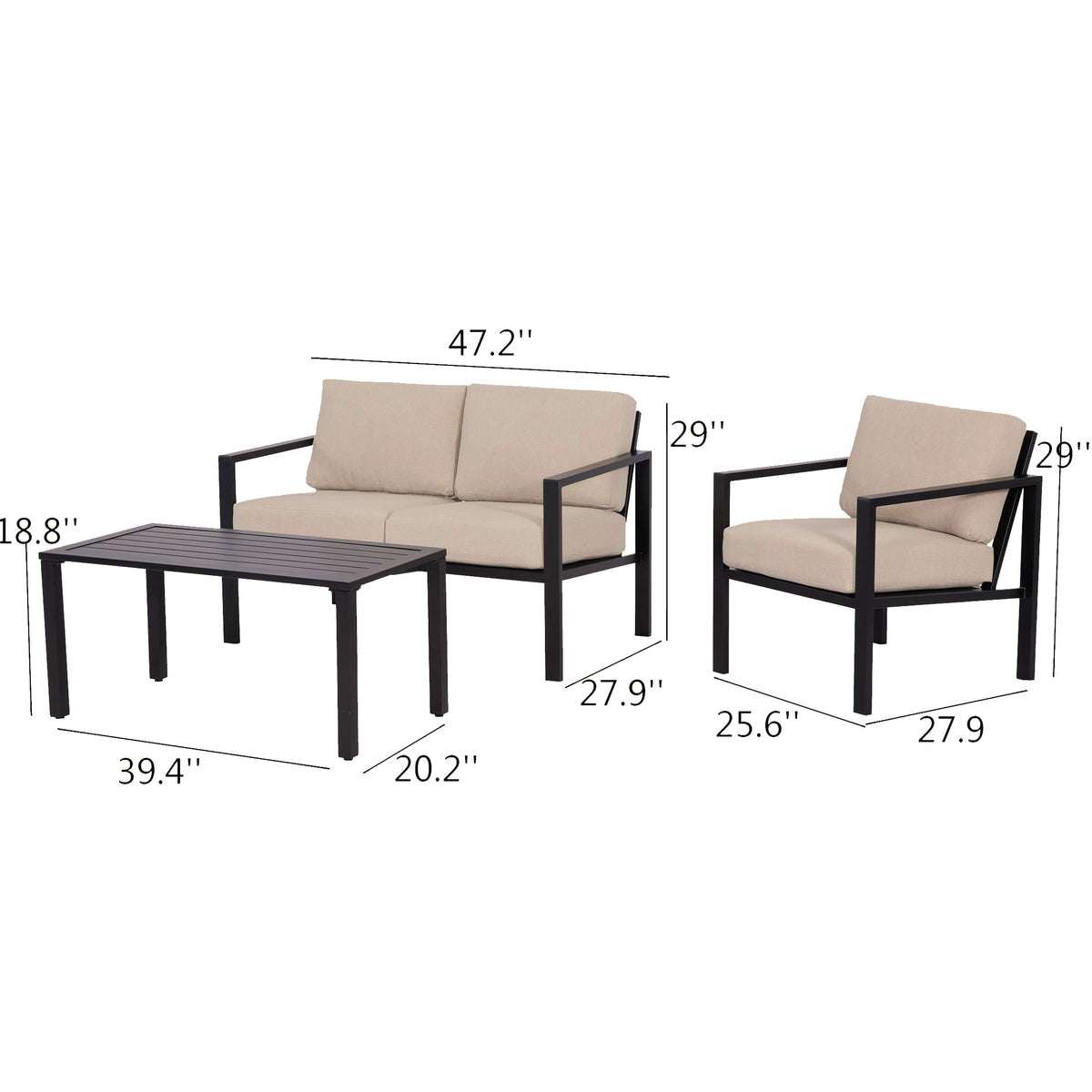 Velmora™ Dashwood 4-Piece Outdoor Patio Conversation Set, Seats 4, Red