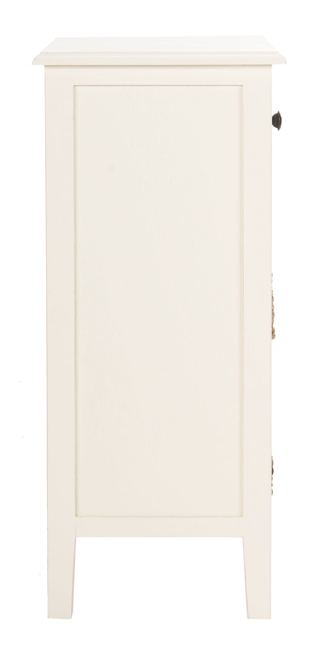 Velmora™ Everly Contemporary Side Table with Drawer and Two Baskets, Distressed White