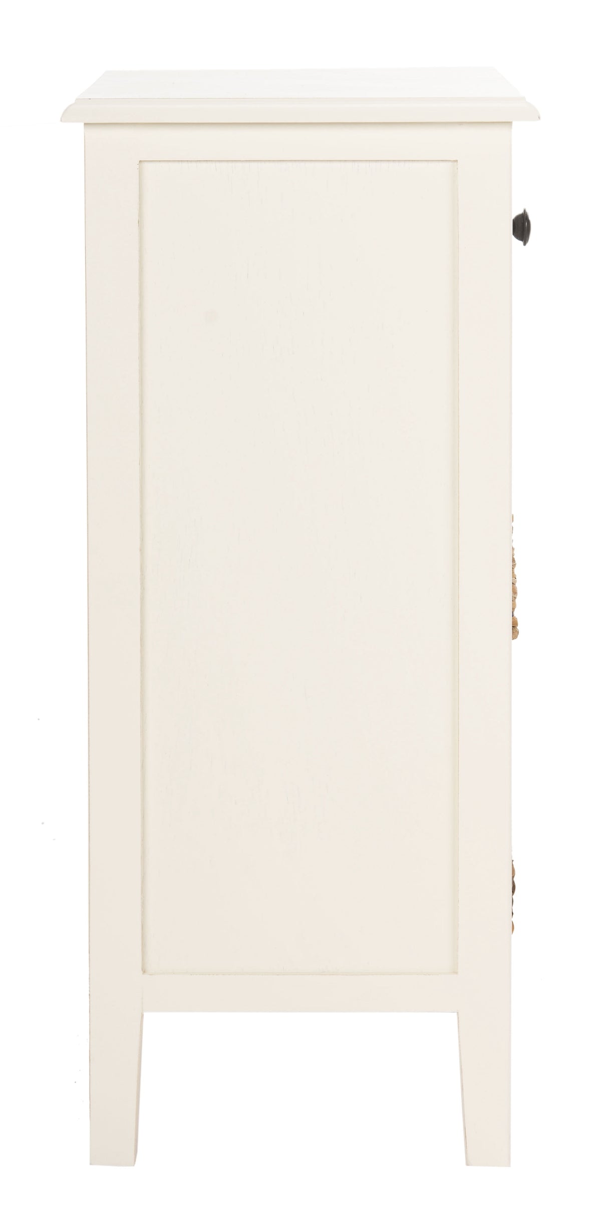 Velmora™ Everly Contemporary Side Table with Drawer and Two Baskets, Distressed White