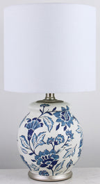 Velmora™ Floral Ceramic Lamp with Shade, 17"